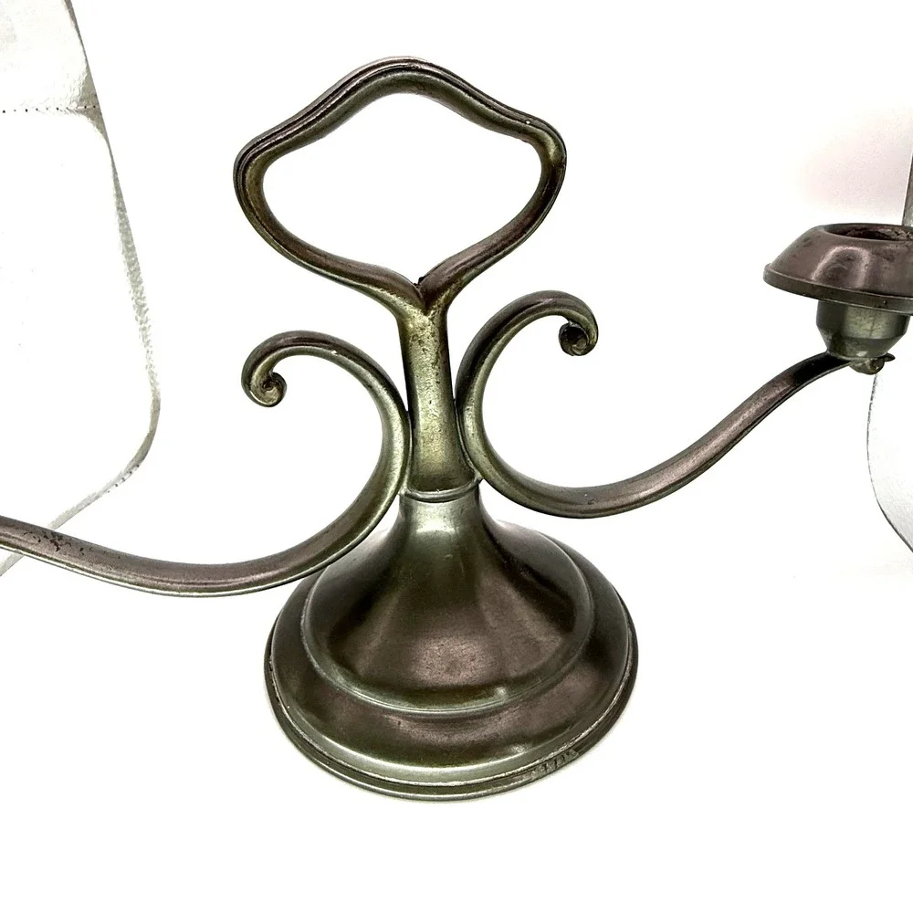 Vtg Trade Pewter S52 Ornate 2 Arm Candelabras Gothic 12